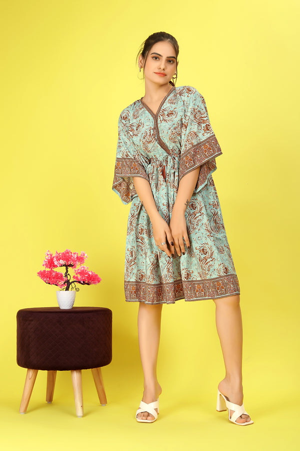 Multi Color Color Abstract Print Ruffled Short Dress - thevendorvilla