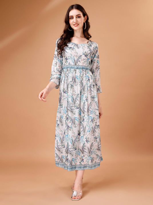 Blooming Elegance: Floral Printed Maxi Dress in Luxuriously Soft Fabric - thevendorvilla