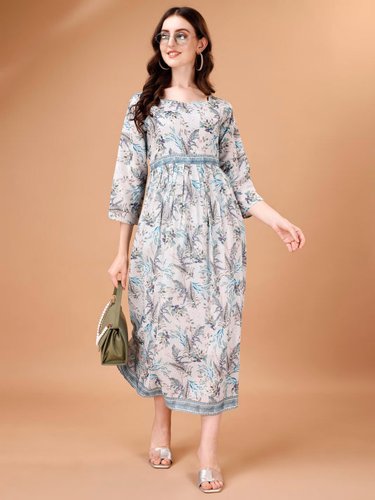 Blooming Elegance: Floral Printed Maxi Dress in Luxuriously Soft Fabric - thevendorvilla