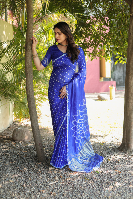 Pure Bandhej Silk Saree