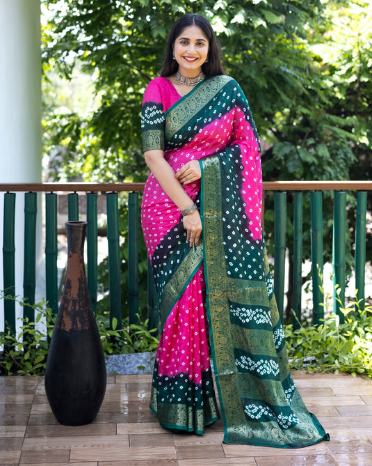 Pure Bandhej Cotton Saree