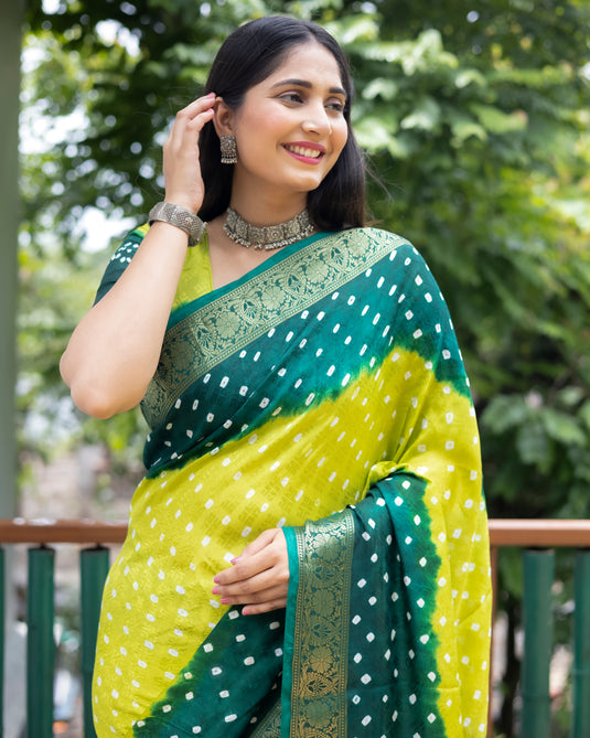 Pure Bandhej Cotton Saree