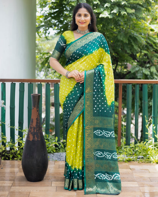 Pure Bandhej Cotton Saree