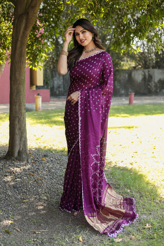 Pure Bandhej Silk Saree