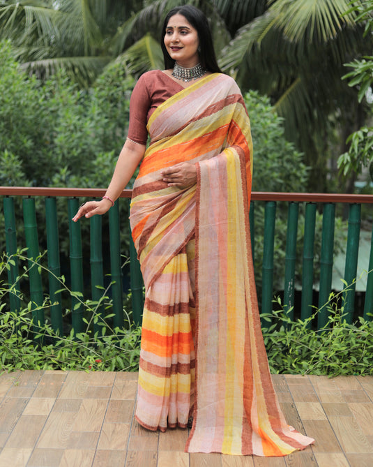 Chiffon Foil Print Saree