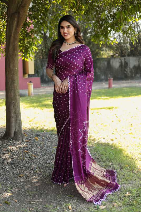 Pure Bandhej Silk Saree