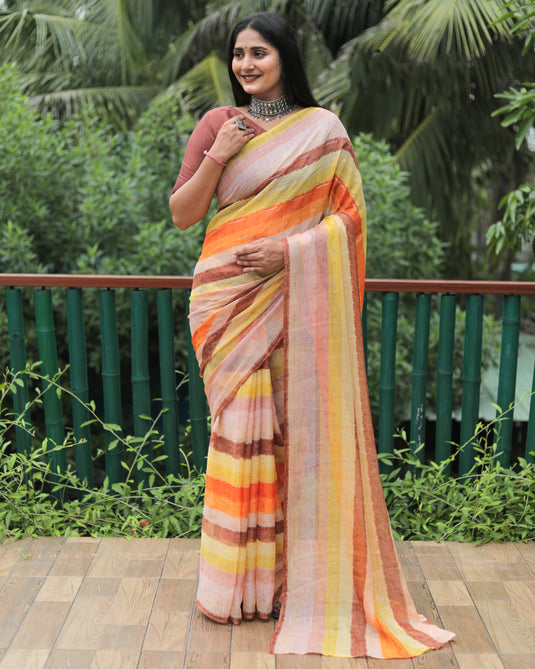 Chiffon Foil Print Saree