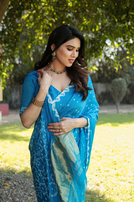 Pure Bandhej Silk Saree