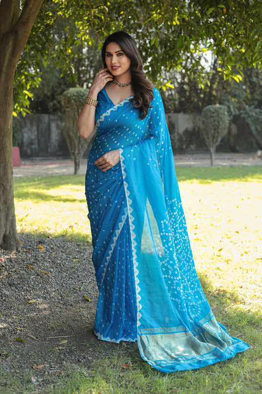 Pure Bandhej Silk Saree