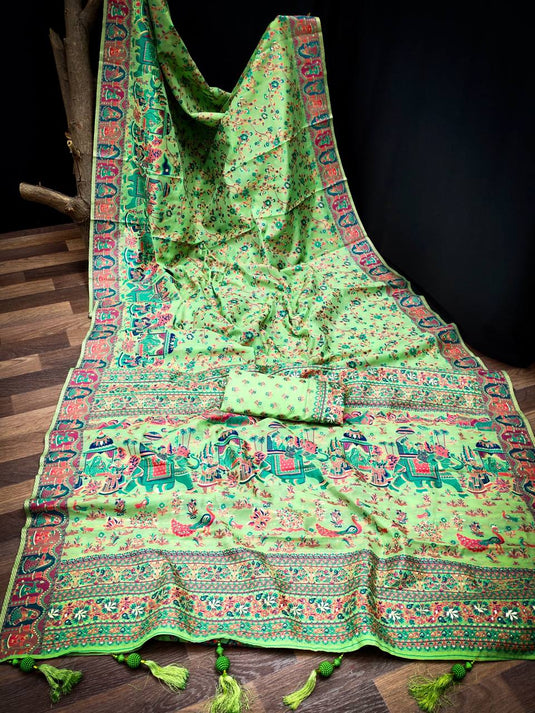 Premium and Beautiful Pasmina  Weave Saree