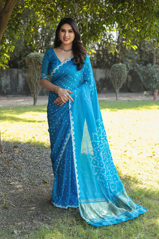 Pure Bandhej Silk Saree