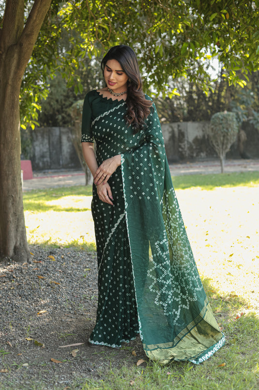 Pure Bandhej Silk Saree