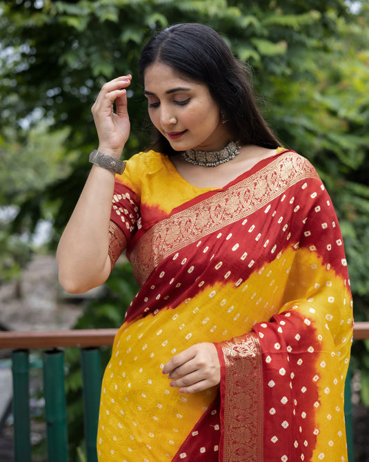 Pure Bandhej Cotton Saree