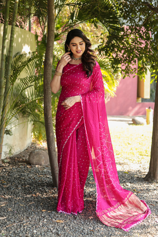 Pure Bandhej Silk Saree