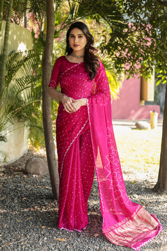 Pure Bandhej Silk Saree