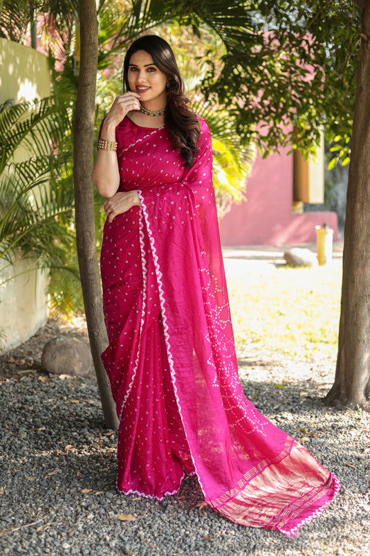 Pure Bandhej Silk Saree