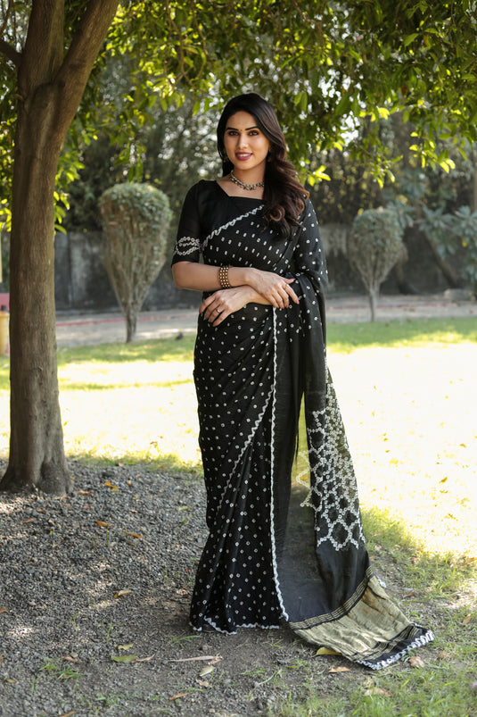 Pure Bandhej Silk Saree