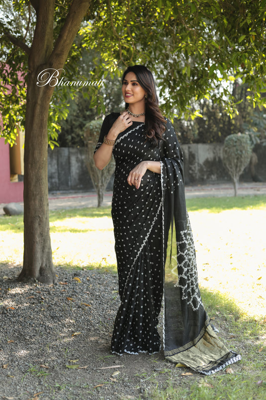 Pure Bandhej Silk Saree