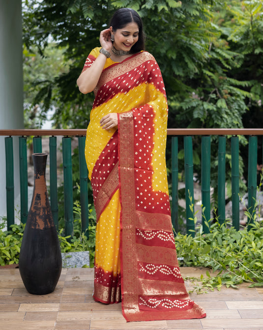 Pure Bandhej Cotton Saree