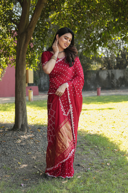 Pure Bandhej Silk Saree