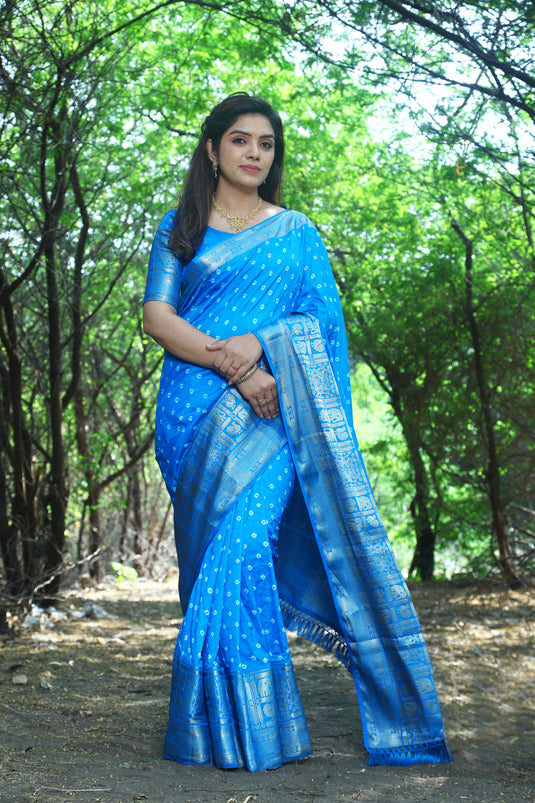 Bandhej Kanjivaram Silk Saree