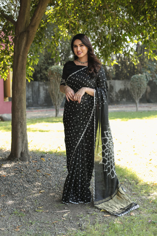 Pure Bandhej Silk Saree