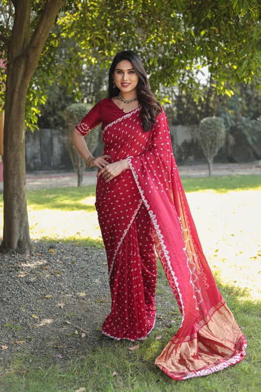 Pure Bandhej Silk Saree