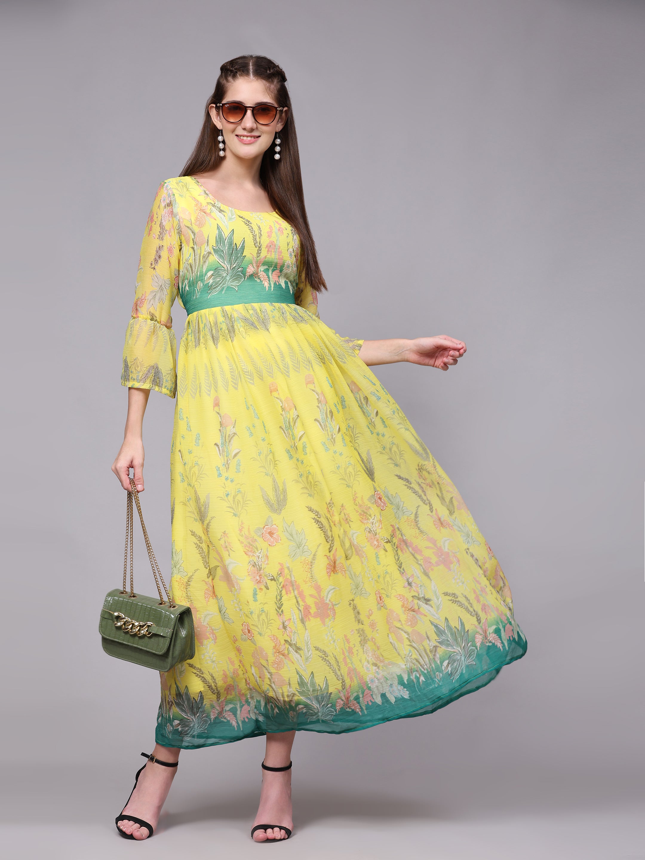 Blooming Elegance: Floral Printed Maxi Dress in Luxuriously Soft Chiffon