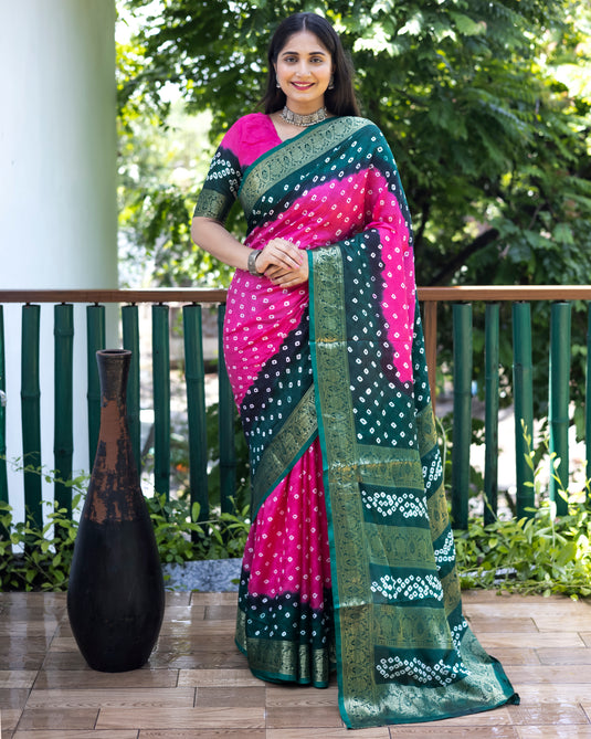 Pure Bandhej Cotton Saree