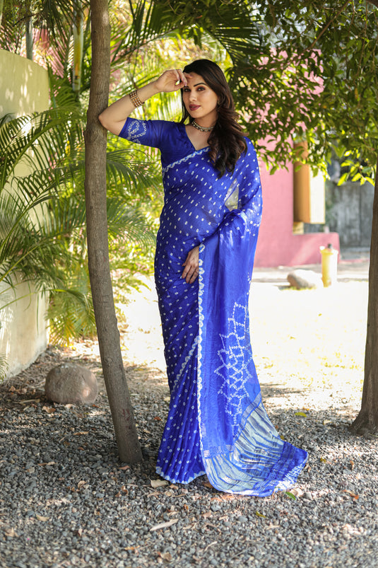 Pure Bandhej Silk Saree