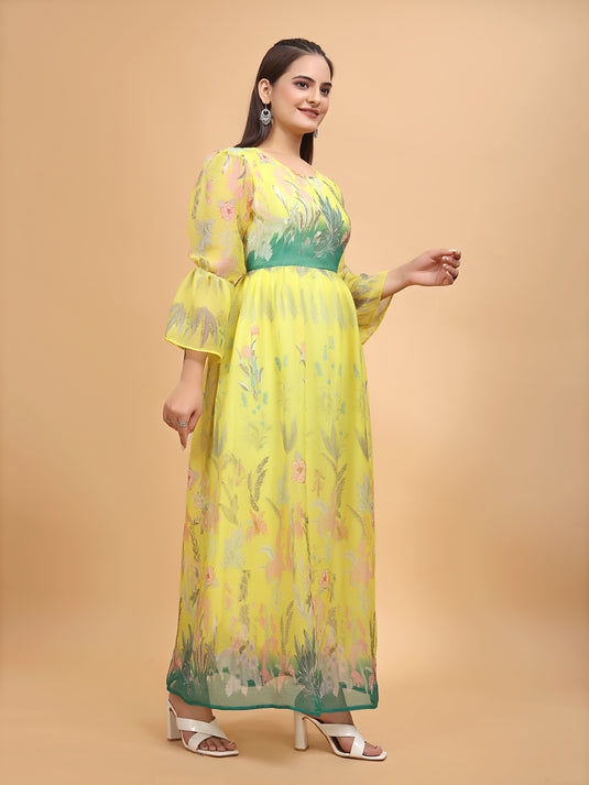 Blooming Elegance: Floral Printed Maxi Dress in Luxuriously Soft Chiffon