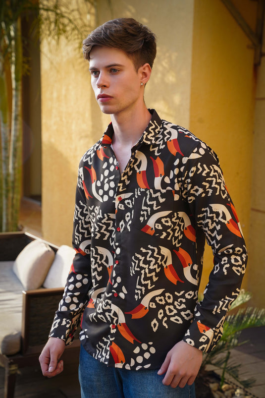 Contemporary Tropical Printed Men's Shirt