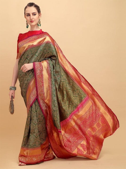 Beautiful Rich Pallu & Jaccquard Work On All Over Saree - thevendorvilla