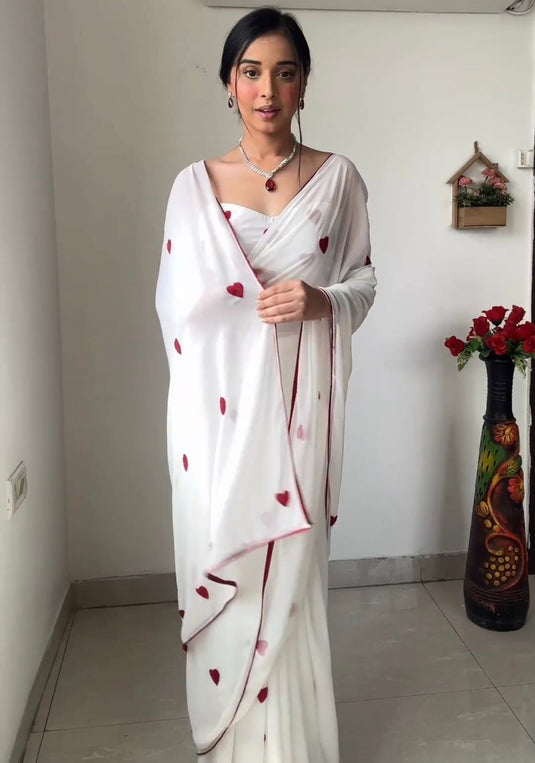 Pure Georgette Printed Ready To Wear Saree - thevendorvilla