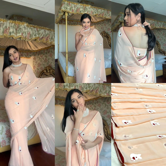 Pure Georgette Ready To Wear Saree