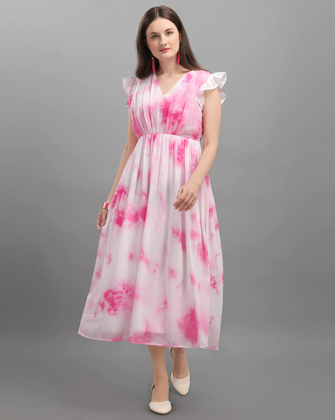 The Vendorvilla Tie-Dye Printed Long Flared Dress For Women