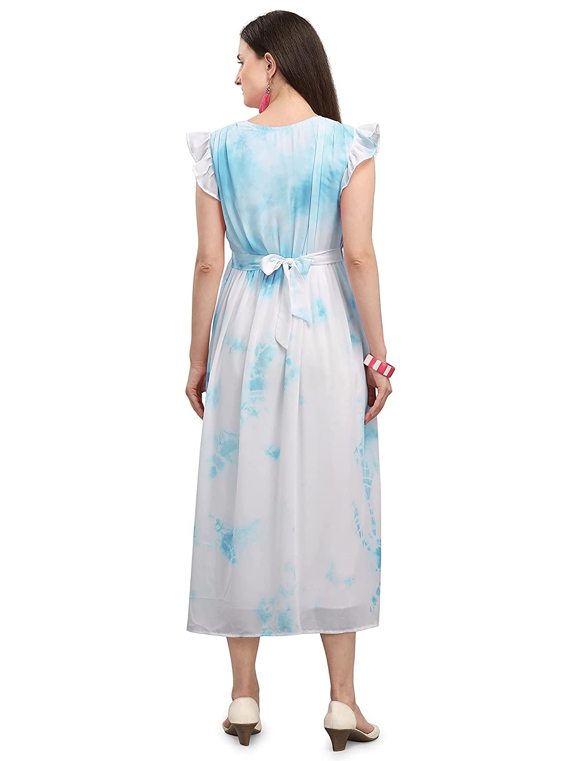 The Vendorvilla Tie-Dye Printed Long Flared Dress For Women