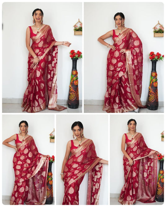 Luxurious Linen: The Soft Slub Ready Wear Saree