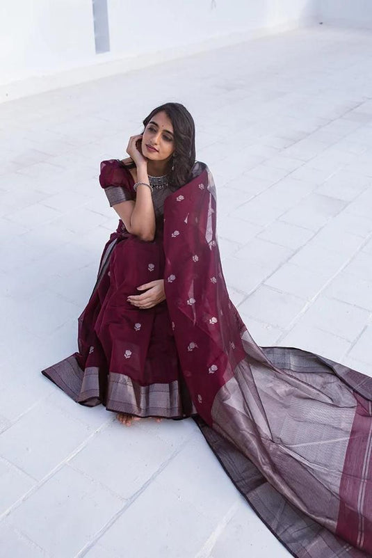 Beautiful Rich Pallu & Jaccquard Work On All Over Saree - thevendorvilla