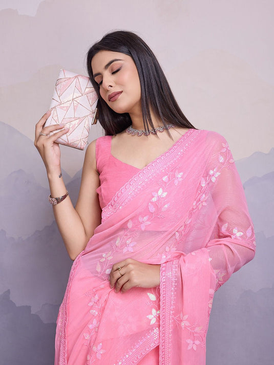 Simmer Embroidered Chiffon Saree