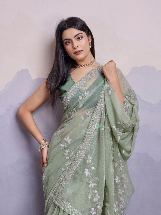 Simmer Embroidered Chiffon Saree