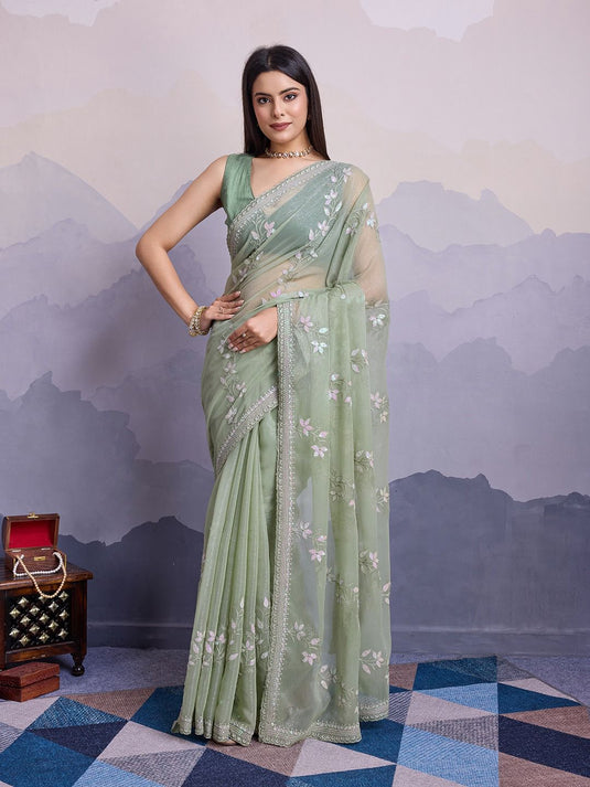 Simmer Embroidered Chiffon Saree