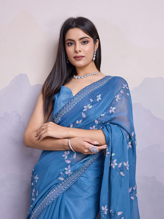 Simmer Embroidered Chiffon Saree