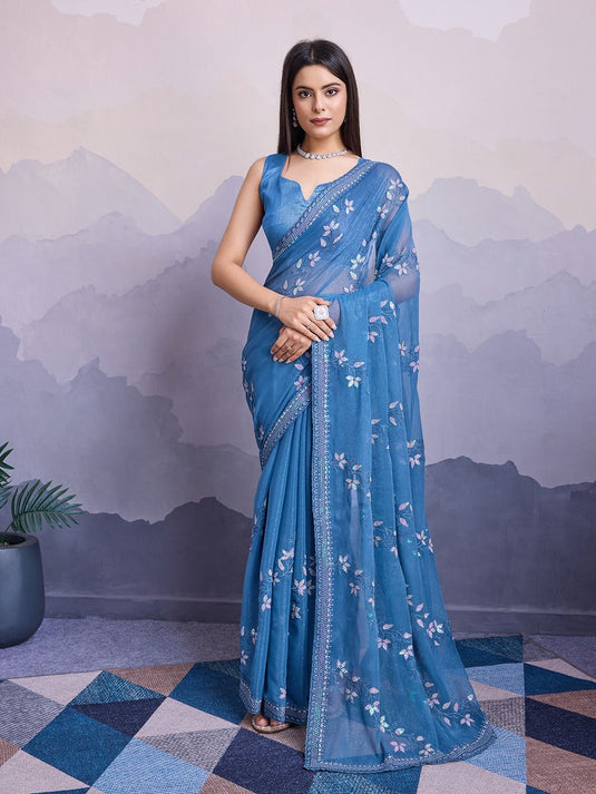 Simmer Embroidered Chiffon Saree