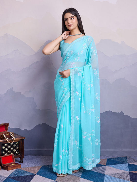 Simmer Embroidered Chiffon Saree