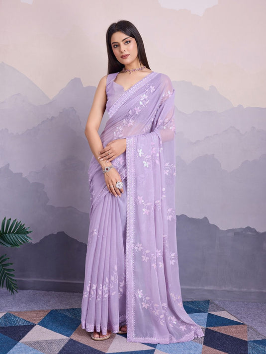 Simmer Embroidered Chiffon Saree