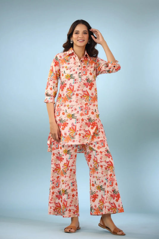 Floral Print 2-Piece Top & Palazzos Co ords Set - thevendorvilla