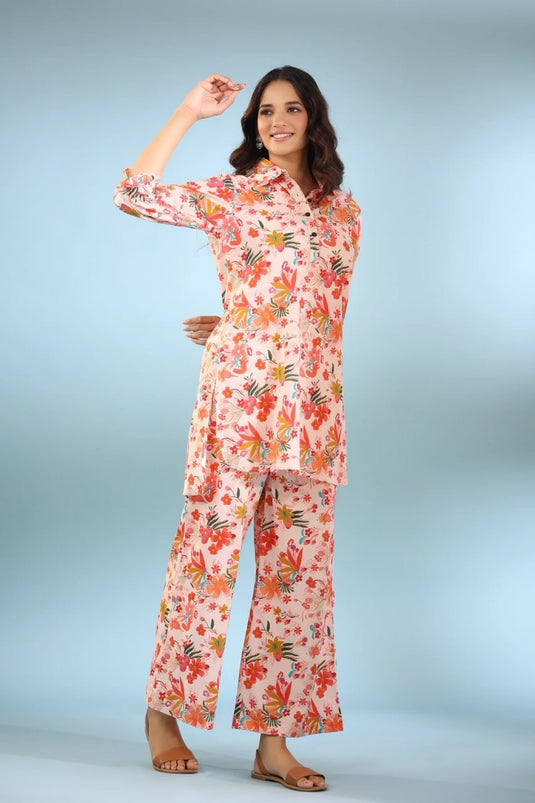 Floral Print 2-Piece Top & Palazzos Co ords Set - thevendorvilla